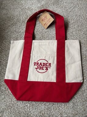 Canvas Tote Bag in Red & Cream